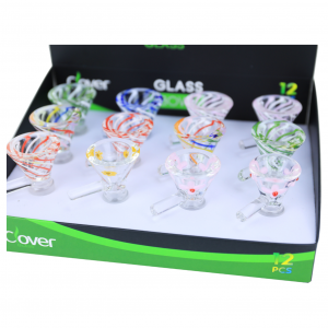 Clover Glass 14mm Spiral Art Handle Bowl - Assorted Colors - 12ct Display [WPH-259-D12]